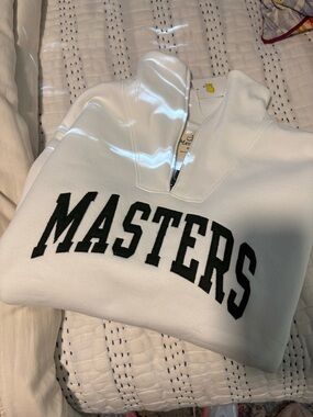 Masters Womens White Quarter-Zip Sweatshirt , XL